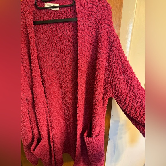 NWOT Zenana popcorn knit open front cardigan, size 1X, color is magenta - Picture 7 of 11